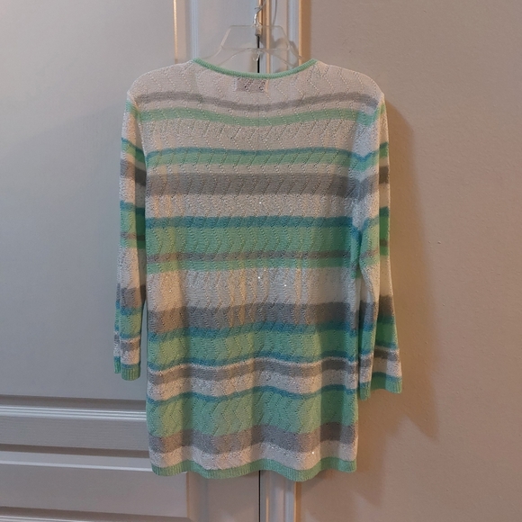 Alfred Dunner Women's Green White and Gray Squin Knit Sweater Size Large - Picture 3 of 9